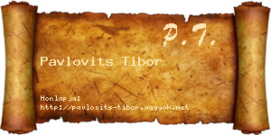 Pavlovits Tibor névjegykártya